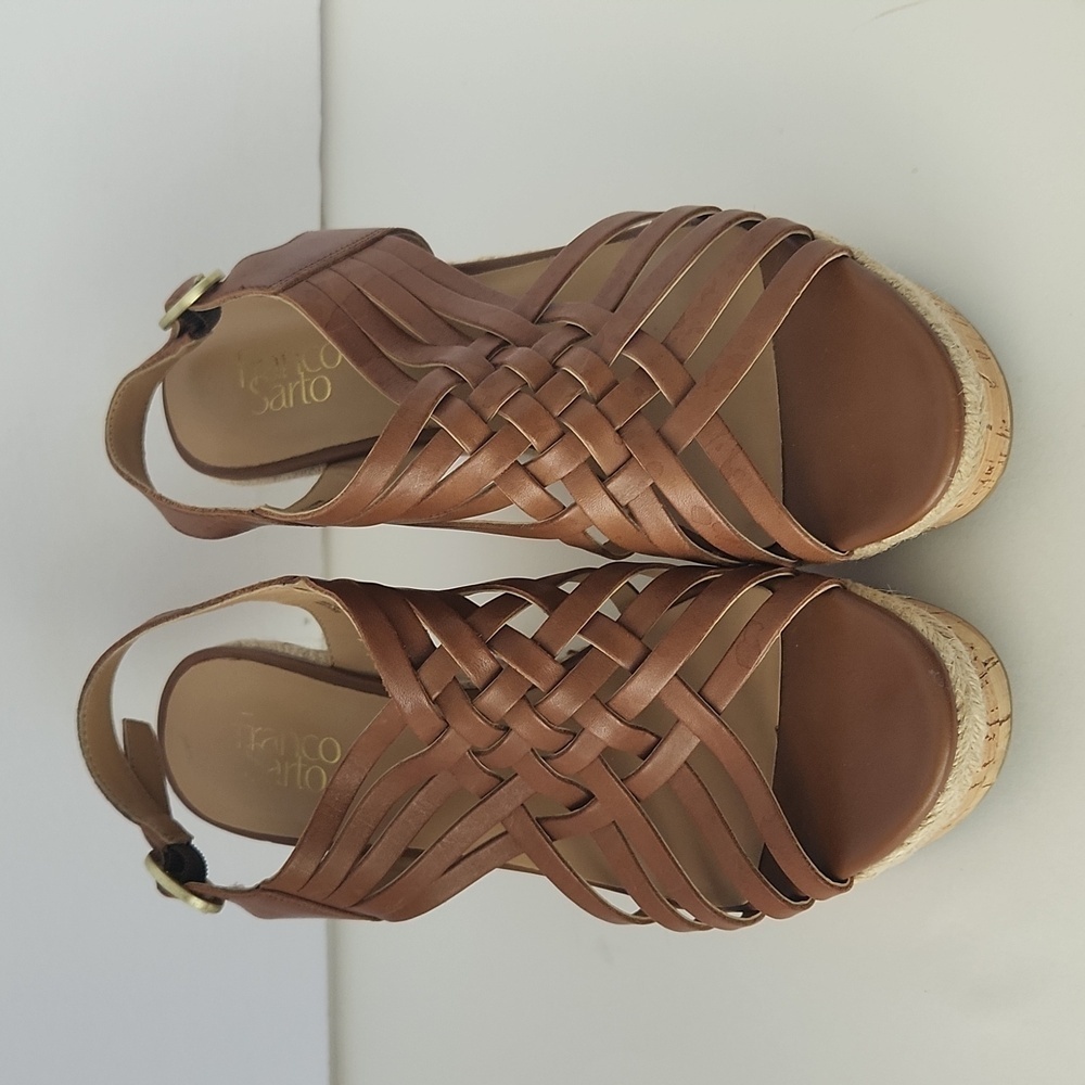 Franco Sarto Wedge Sandals Brown  Women's 10